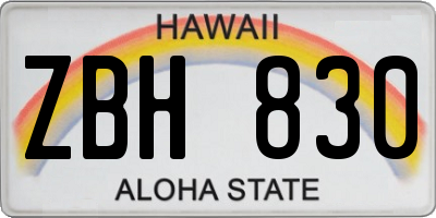 HI license plate ZBH830