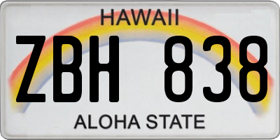 HI license plate ZBH838