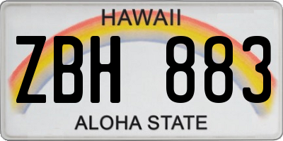HI license plate ZBH883