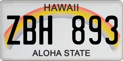 HI license plate ZBH893