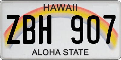 HI license plate ZBH907