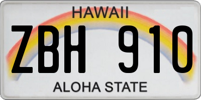 HI license plate ZBH910