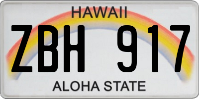 HI license plate ZBH917
