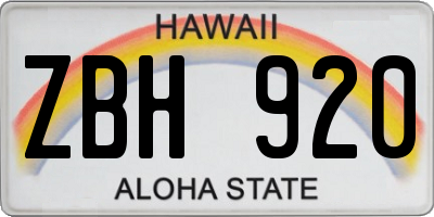 HI license plate ZBH920