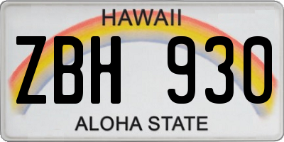 HI license plate ZBH930