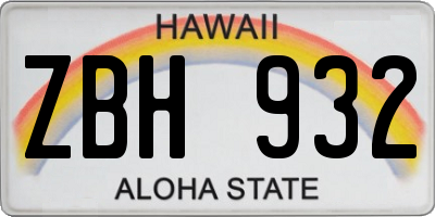 HI license plate ZBH932
