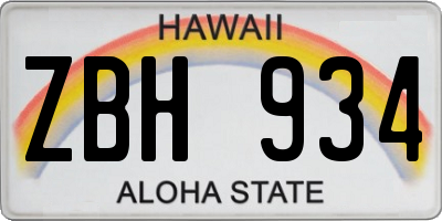HI license plate ZBH934