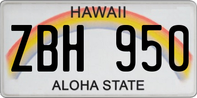 HI license plate ZBH950