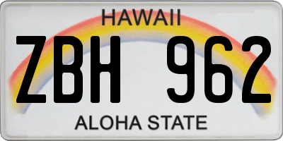 HI license plate ZBH962
