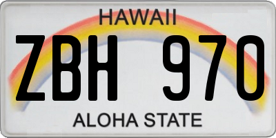 HI license plate ZBH970