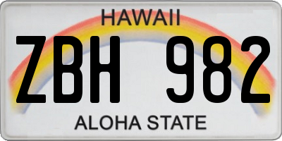 HI license plate ZBH982