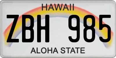 HI license plate ZBH985