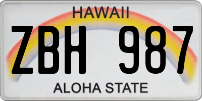 HI license plate ZBH987