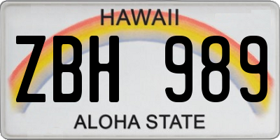 HI license plate ZBH989