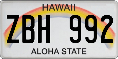 HI license plate ZBH992