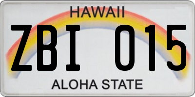 HI license plate ZBI015