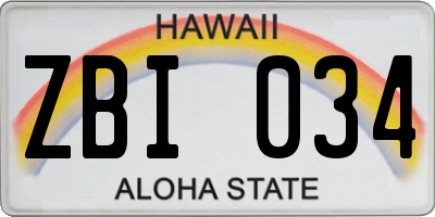 HI license plate ZBI034