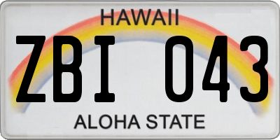 HI license plate ZBI043