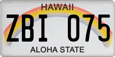 HI license plate ZBI075
