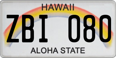 HI license plate ZBI080