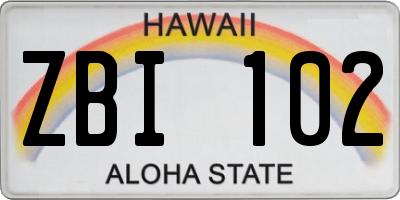 HI license plate ZBI102