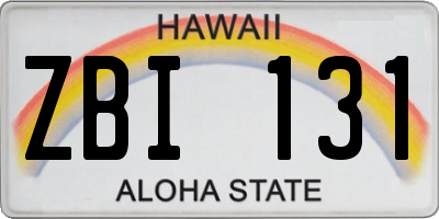 HI license plate ZBI131