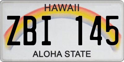 HI license plate ZBI145