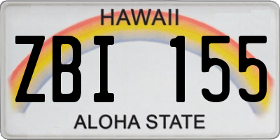 HI license plate ZBI155
