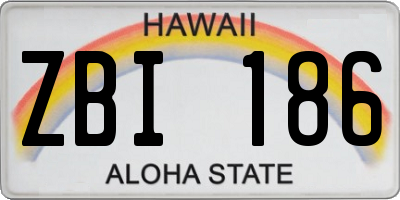 HI license plate ZBI186
