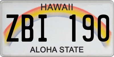 HI license plate ZBI190