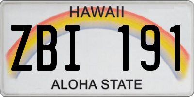 HI license plate ZBI191