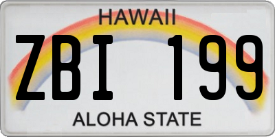 HI license plate ZBI199