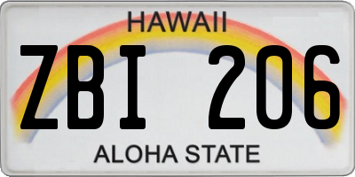 HI license plate ZBI206