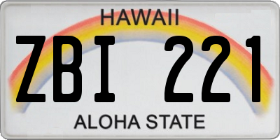 HI license plate ZBI221