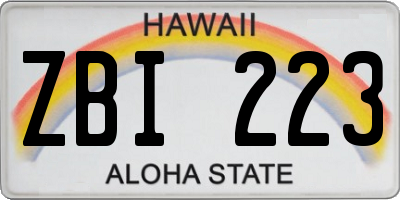 HI license plate ZBI223