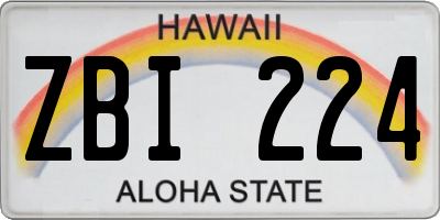 HI license plate ZBI224
