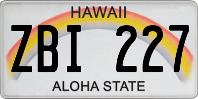 HI license plate ZBI227
