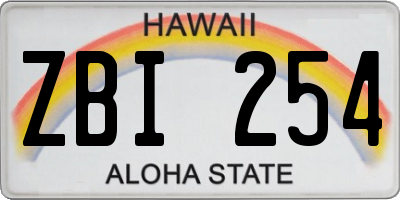 HI license plate ZBI254