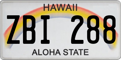 HI license plate ZBI288