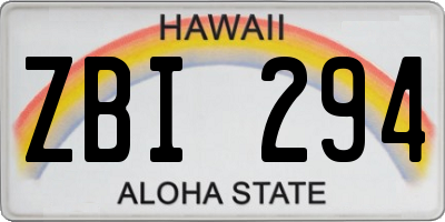 HI license plate ZBI294