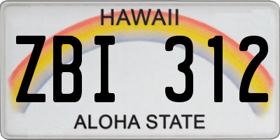 HI license plate ZBI312