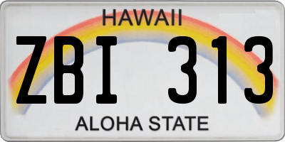 HI license plate ZBI313
