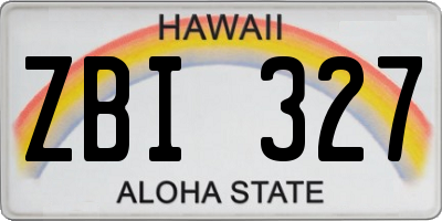 HI license plate ZBI327