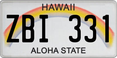 HI license plate ZBI331