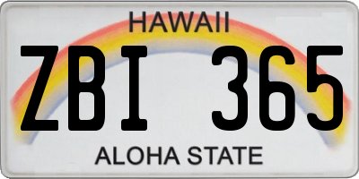HI license plate ZBI365
