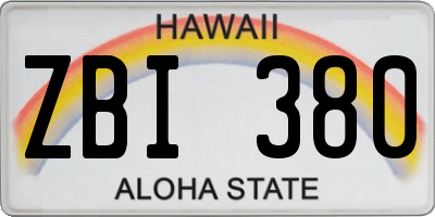 HI license plate ZBI380