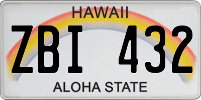 HI license plate ZBI432