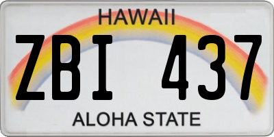 HI license plate ZBI437