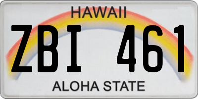 HI license plate ZBI461