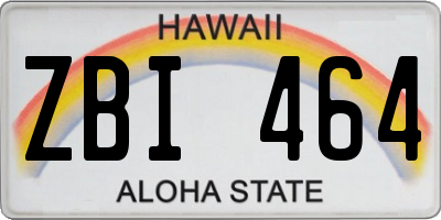 HI license plate ZBI464
